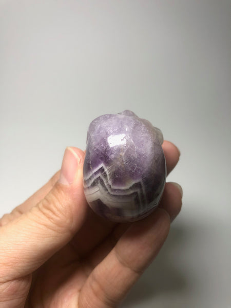 Chevron Amethyst Crystal Skull 87g