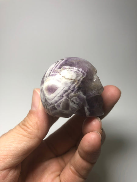 Chevron Amethyst Crystal Skull 87g