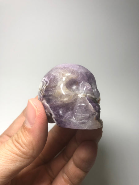 Chevron Amethyst Crystal Skull 87g