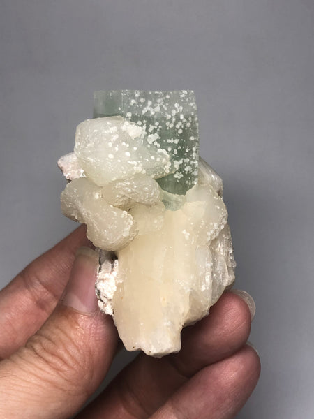 Green Apophyllite on Stilbite Raw Crystals 88g