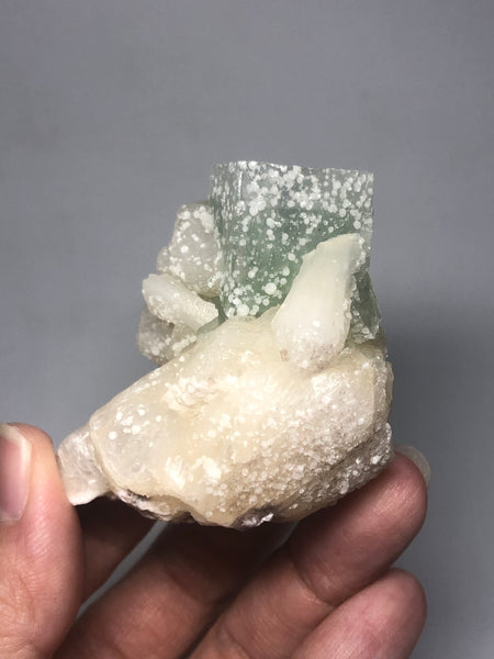 Green Apophyllite on Stilbite Raw Crystals 88g