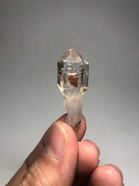 Clear Quartz Scepter Double Terminated with Hematite Inclusion 8g