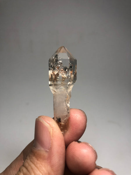 Clear Quartz Scepter Double Terminated with Hematite Inclusion 8g