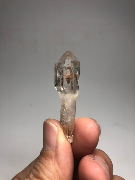 Clear Quartz Scepter Double Terminated with Hematite Inclusion 8g