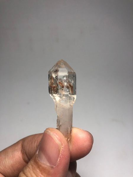 Clear Quartz Scepter Double Terminated with Hematite Inclusion 8g