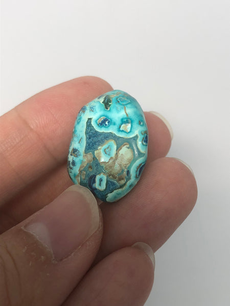 Chrysocolla with Shattuckite Dioptase and Calcite Tumbled Stones 9g