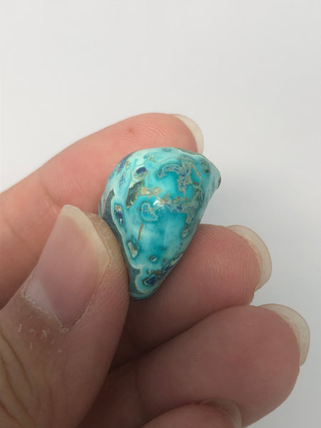 Chrysocolla with Shattuckite Dioptase and Calcite Tumbled Stones 9g