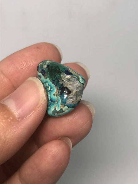 Chrysocolla with Shattuckite Dioptase and Calcite Tumbled Stones 9g