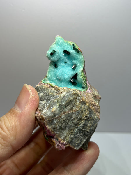 Druzy Chrysocolla With Malachite And Cobaltoan Calcite Raw Crystals 131g