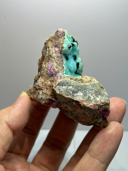 Druzy Chrysocolla With Malachite And Cobaltoan Calcite Raw Crystals 131g