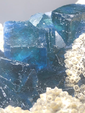 Translucent Dark Blue Green Cubic Fluorite Raw Crystals 151g