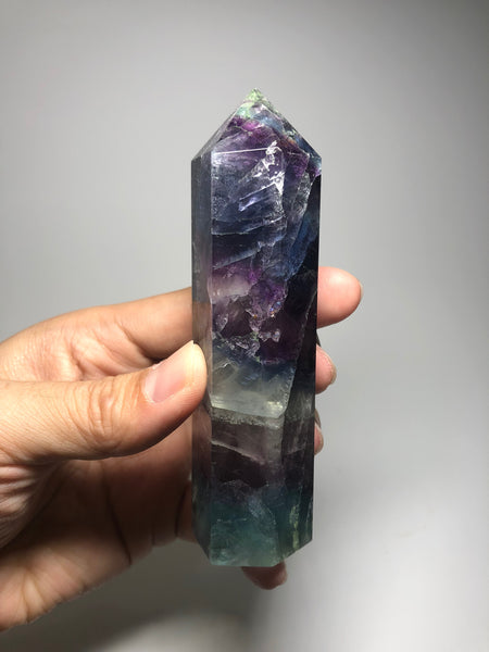 Rainbow Fluorite Crystal Point 235g