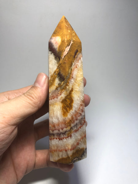 Tri-Color Calcite Crystal Point 277g