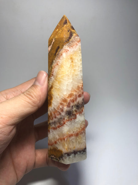 Tri-Color Calcite Crystal Point 277g
