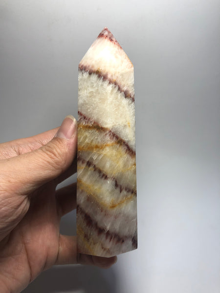 Tri-Color Calcite Crystal Point 317g