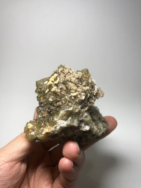 Yellow Fluorite with Calcite and Chalcopyrite from Spain 324g