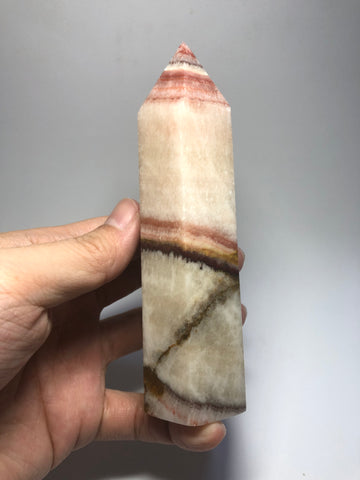 Tri-Color Calcite Crystal Point 348g