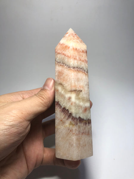 Tri-Color Calcite Crystal Point 352g