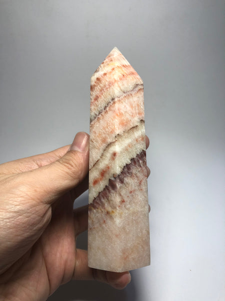 Tri-Color Calcite Crystal Point 352g