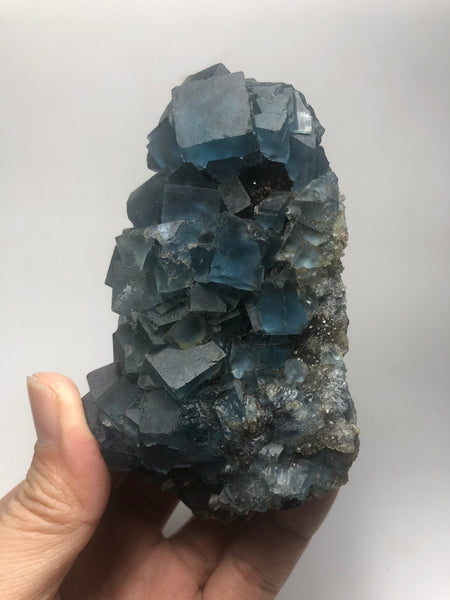 Translucent Blue Cubic Fluorite Raw Crystals 361g