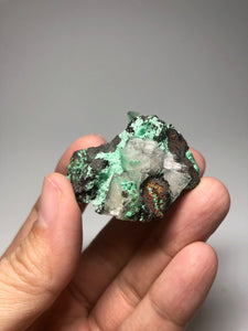 Rosasite with Calcite Raw Crystals 38g