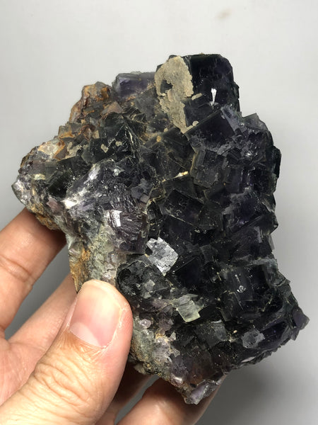 Translucent Deep Purple Cubic Fluorite with Green Zoning Raw Crystals 439g