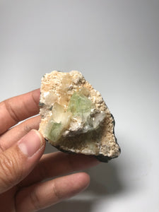 Green Apophyllite and Zeolite Raw Crystals 68g
