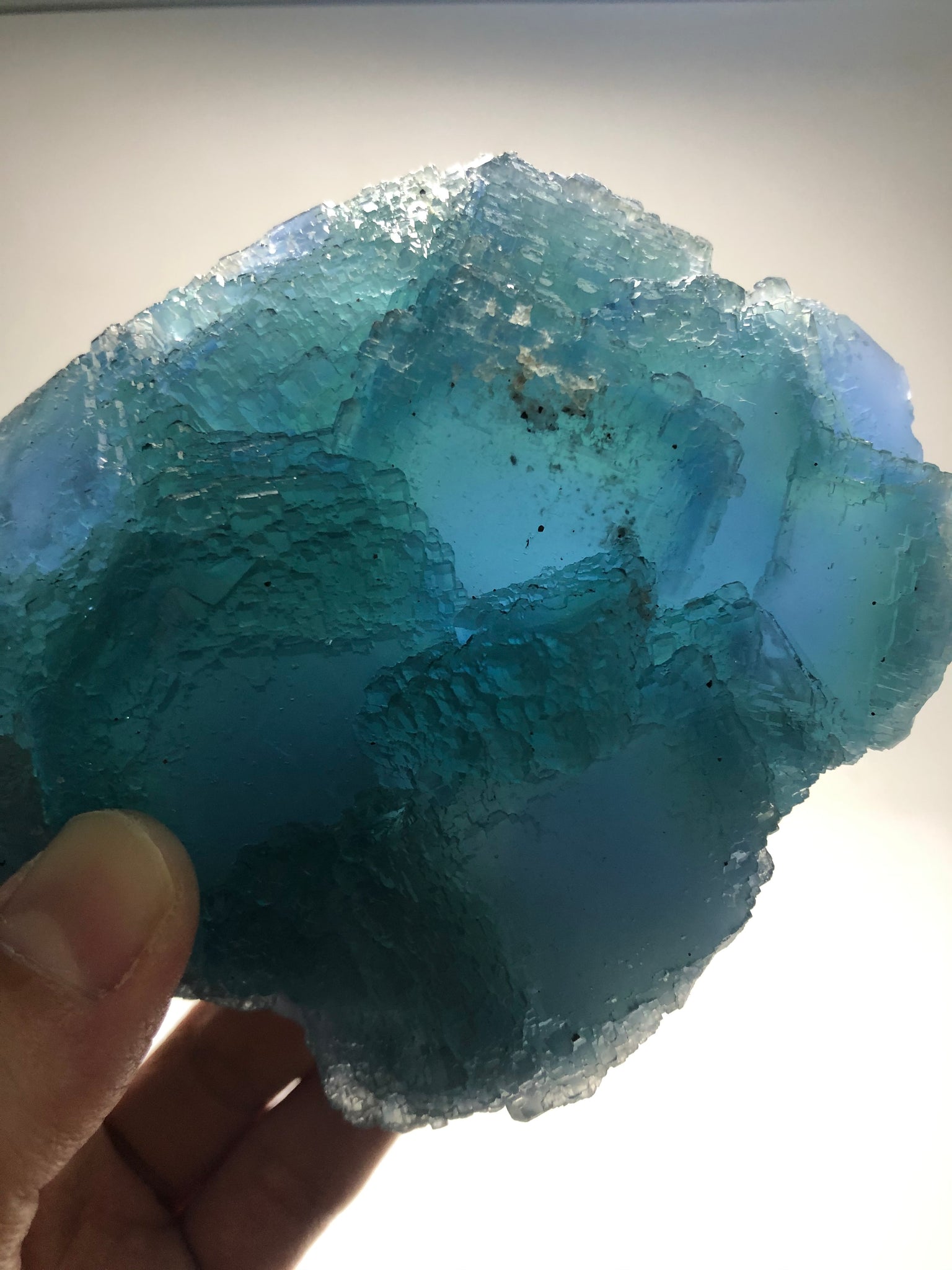 Green Blue Etched Cubic Fluorite Raw Crystals 869g