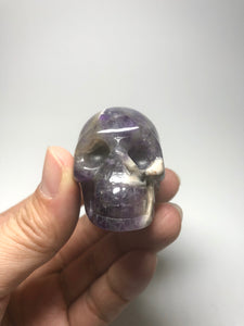 Chevron Amethyst Crystal Skull 86g