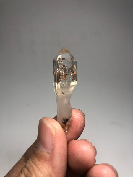 Clear Quartz Scepter Double Terminated with Hematite Inclusion 8g