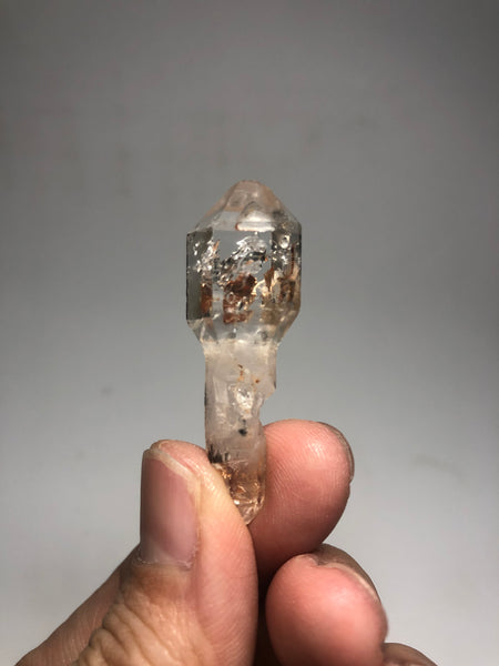 Clear Quartz Scepter Double Terminated with Hematite Inclusion 8g