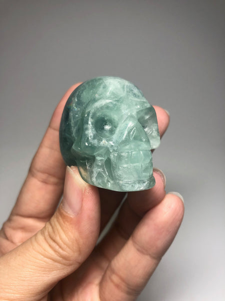Green Fluorite Crystal Skull 96g