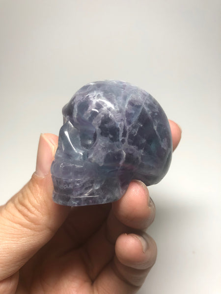 Rainbow Fluorite Crystal Skull 96g