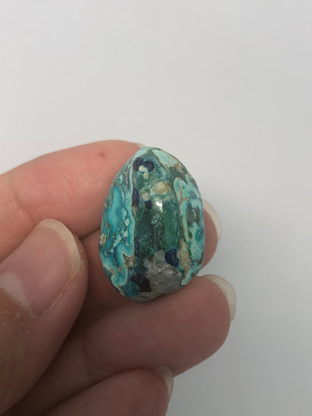 Chrysocolla with Shattuckite Dioptase and Calcite Tumbled Stones 9g